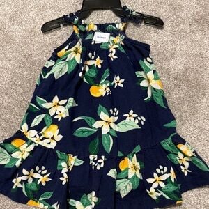 Old Navy Navy Dress with Lemon and Floral Print
